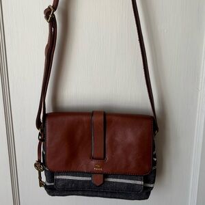 Fossil Brown and Gold Key Charm Bag